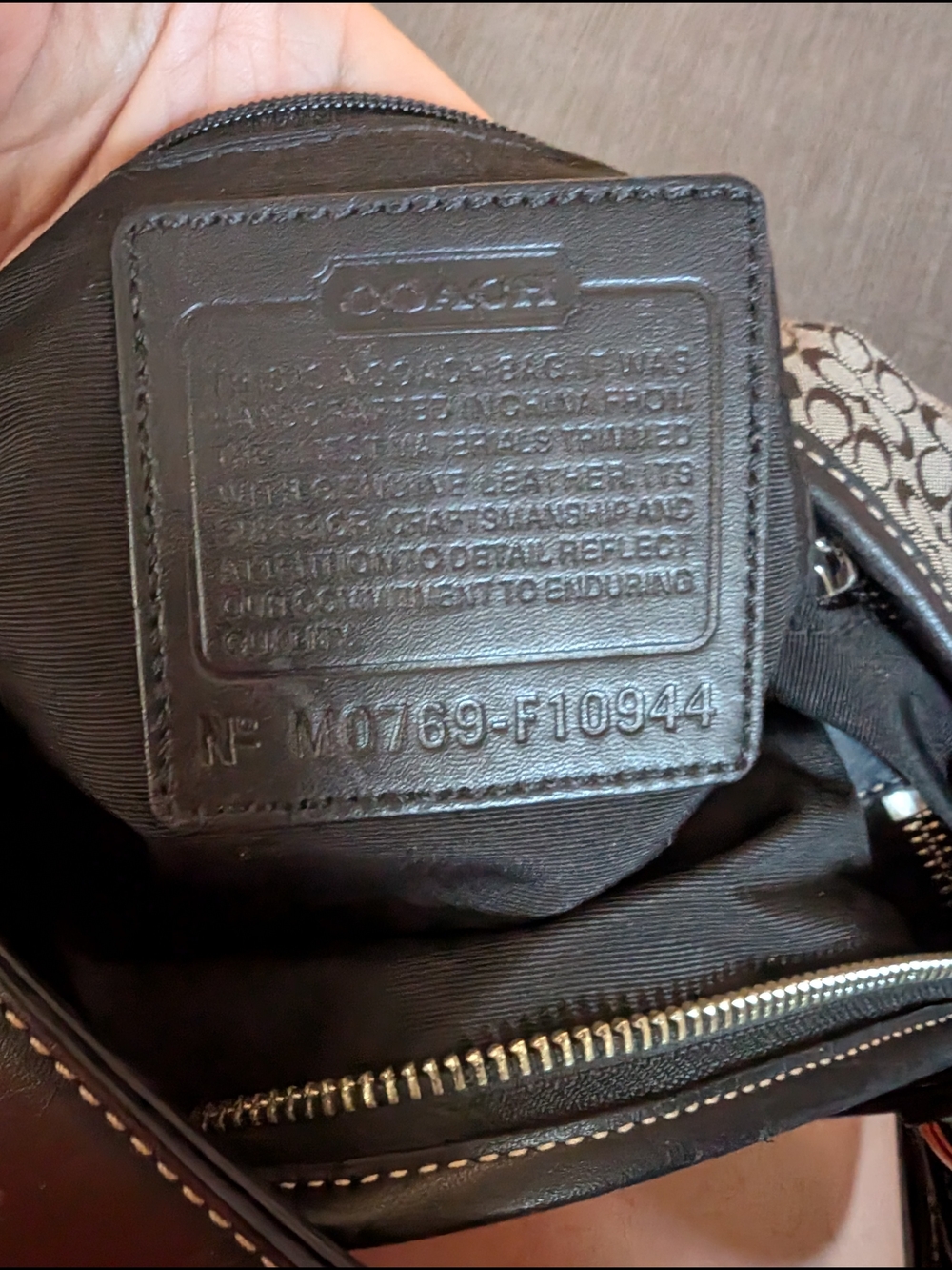 Coach Signature Monogram Shoulder Bag in Gray and Black - Picture 3 of 4